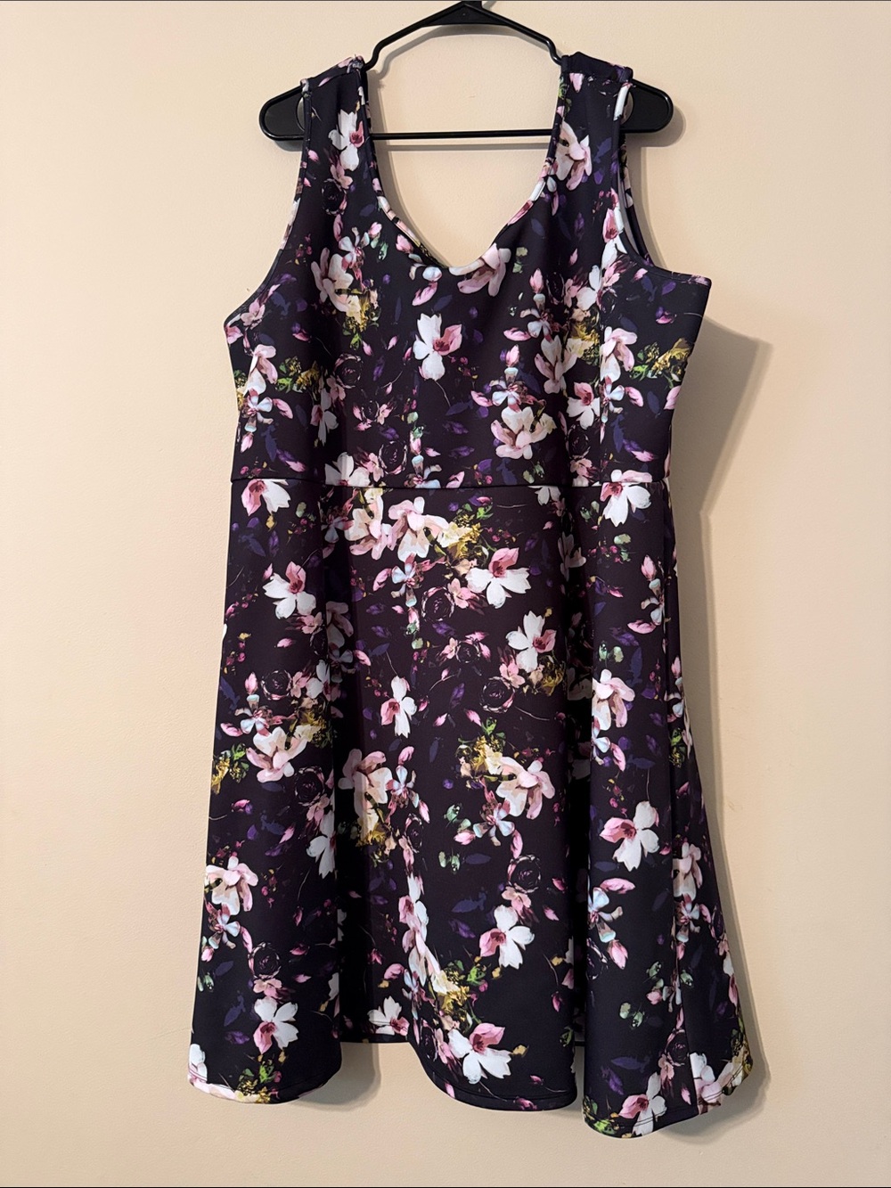 Apt. 9 Black Floral Fit-and-Flare Dress